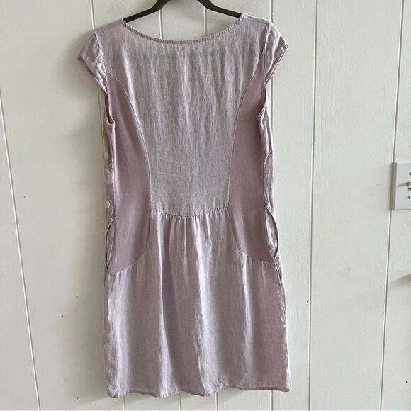 Embroidered Italian Linen Shift Dress - Picture 2 of 9